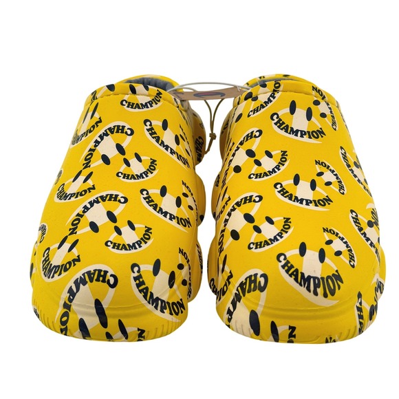 Champion Super Meloso Smiley Clogs Mens Size 9 Yellow Slides Sandals Comfy NEW - Picture 2 of 9